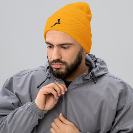Classic Cuffed Beanie – Golden Sunset Black - Image 3