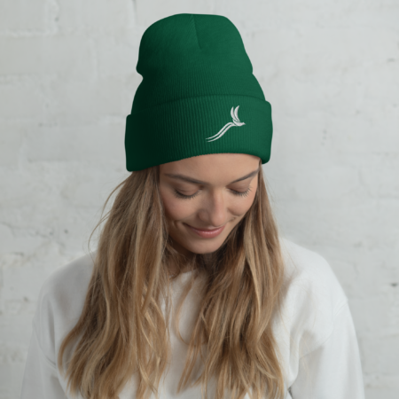 Classic Cuffed Beanie - Vivid Green White - Image 2