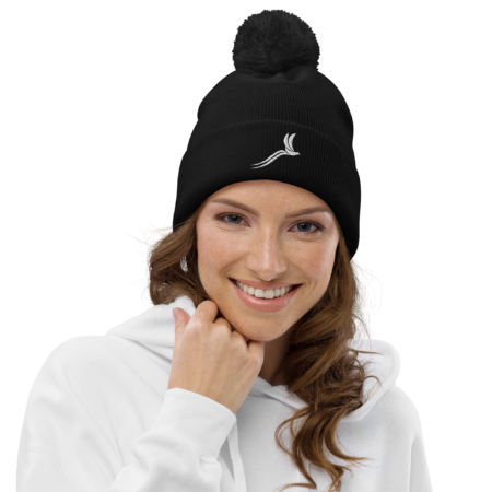 Classic Pom Pom Beanie unisex - Black White - Image 2