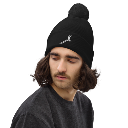 Classic Pom Pom Beanie unisex - Black White - Image 3