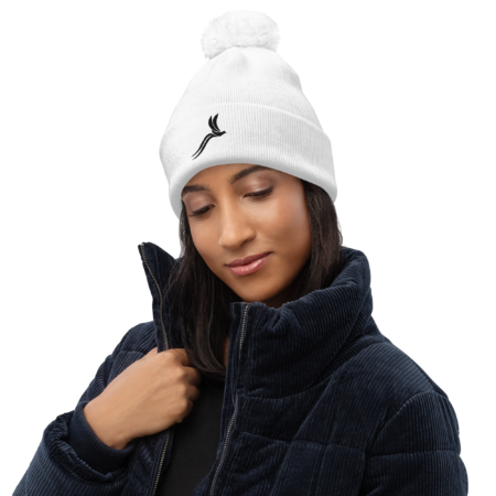 Classic Pom Pom Beanie unisex - White Black - Image 3