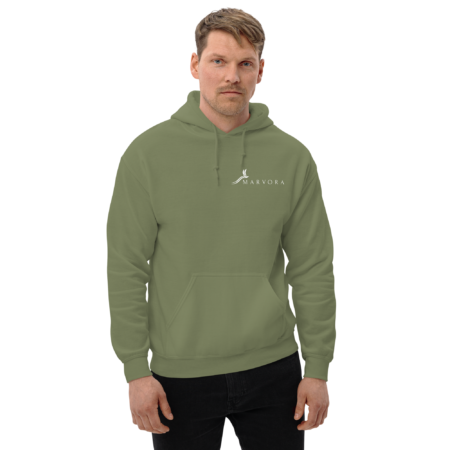 Hoodie Essential – Military Green White