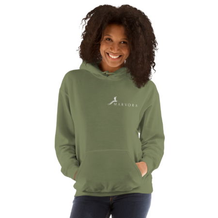 Hoodie Essential – Military Green White
