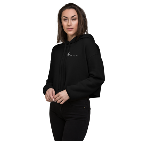 Crop Hoodie - Black White - Image 3