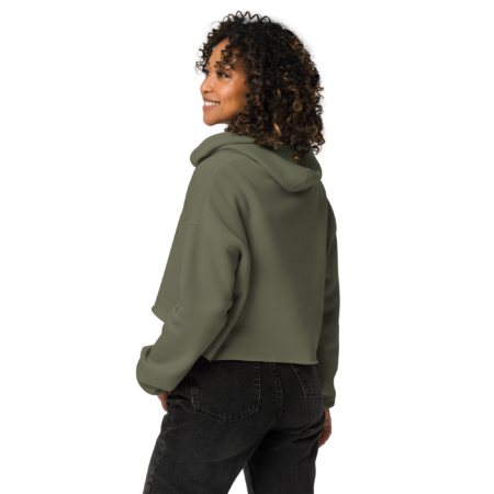 Crop Hoodie - Military Green White - Image 3