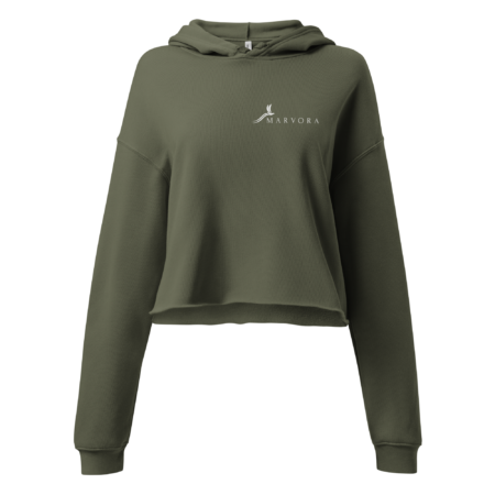 Crop Hoodie - Military Green White - Image 2