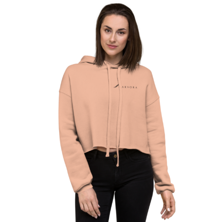 Crop Hoodie - Peachy Pink Black