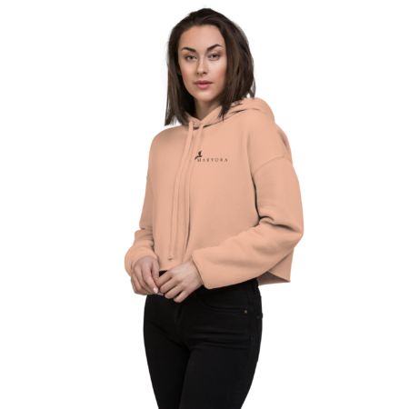 Crop Hoodie - Peachy Pink Black - Image 3